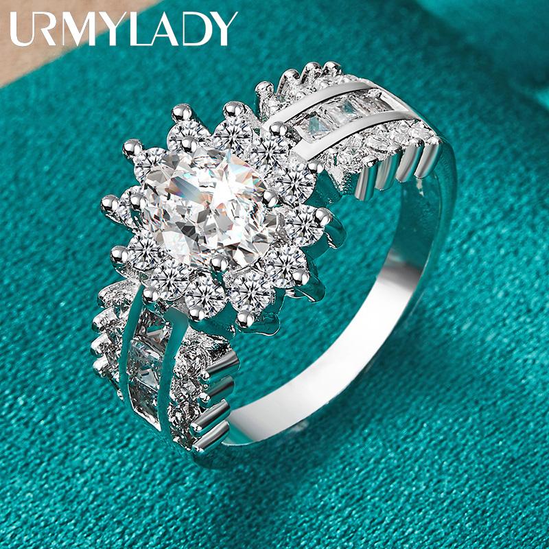 925 Sterling Silver Tři řady Nebe plné hvězd Zirkon 7 8 9 10 Prsten pro ženy Módní šperky