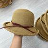 New Straw Hat Sunscreen Bow Curled Edge Temperament Basin Hat Women's Summer Visor Bucket Hat Vacation Top Hat