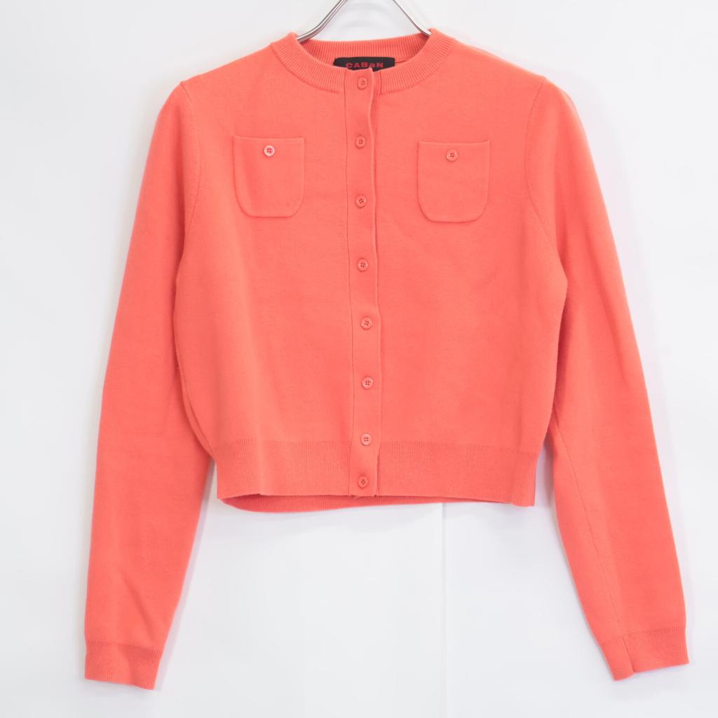 CABaN 39-02-34-02001 Orange Cotton x Cashmere Crew Neck Button Knit Cardigan tops XS OrangeUsed