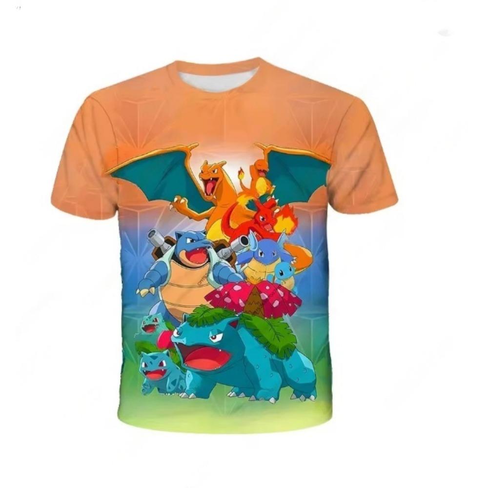 Sommer Pokemon T-Shirt Pikachu Kinder 3D Mode Freizeit T-Shirt Pokemon Jungen Mädchen Kinder Cosplay Kostüm T-Shirt Kurzarm