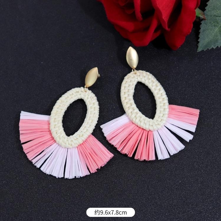 Vintage Urlaubs Rattan Bast Ohrstecker Weiblichkeit Strand Ohrringe personalisierte Ohrringe handgemachte Ohrringe