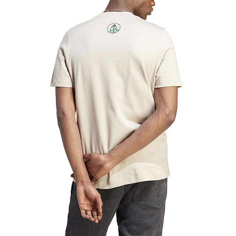 Adidas T Shirts Men's Beige Crew Neck Moderate Straight Fit IL5407