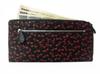 Inden Zipper Long Wallet 2305 Billfold K Black Deerskin x Red Lacquer Dragonfly Pattern x x Zipper Slim Long Wallet [Inden-ya] 9.5cm 20.5cm 2.1cm