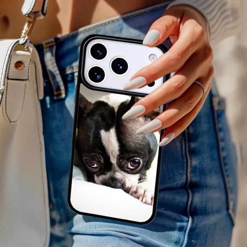 Boston Terrier Dog Faces Phone Case For iPhone 17 Air 14 15 13 12 Max Cover For Apple 14 15 16 16e 11 Pro Max Plus Coque