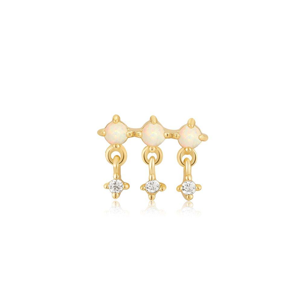 [October Birthstone] Opal 925 Silver One-Sided Piercing E047-04G