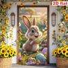 Temu Easter Bunny Floral Egg Door Banner - Spring Party Indoor Outdoor Waterproof Curtain