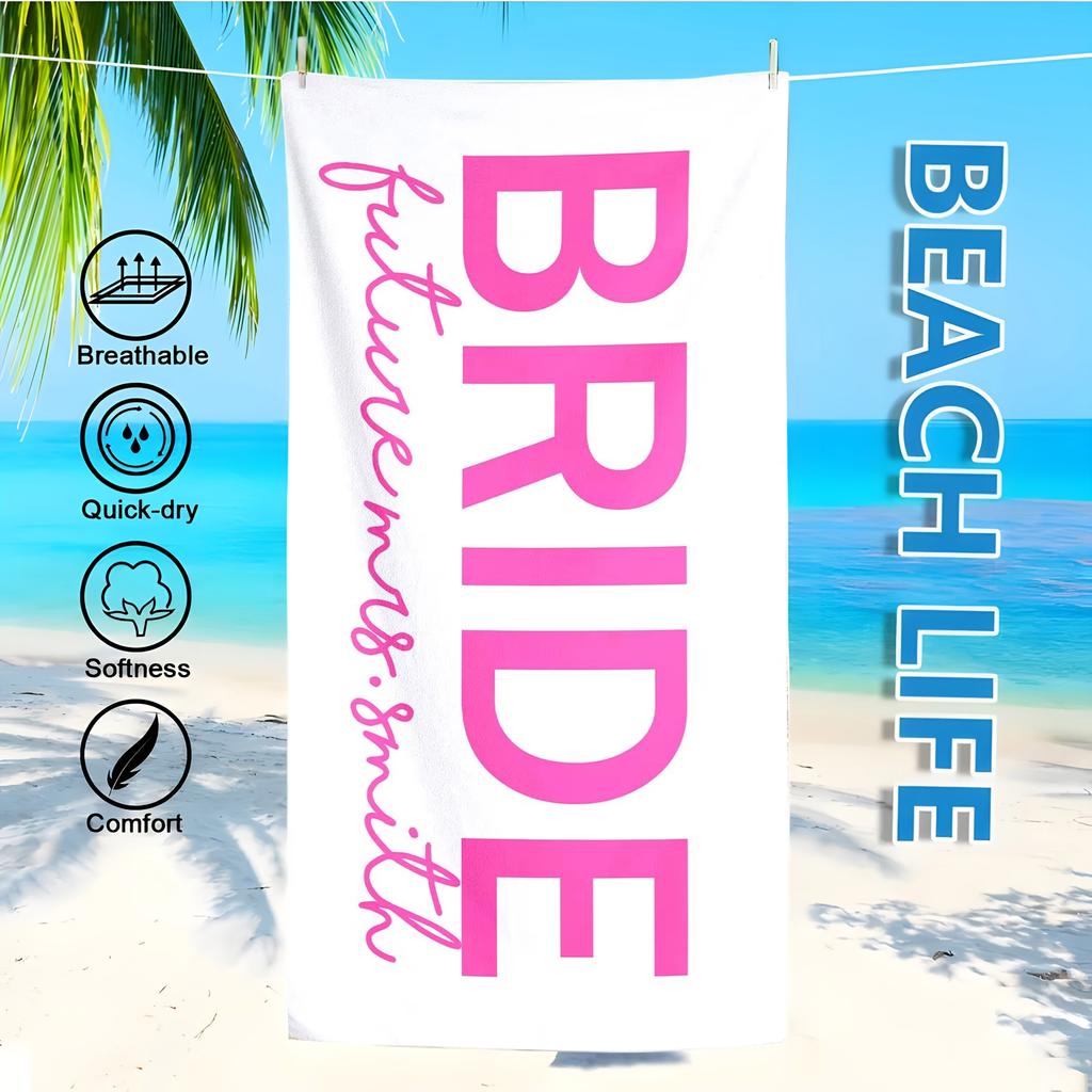 Personalized Beach Towel Custom Name/Logo Words Microfiber Towel Thin Quick Dry Absorbent for Beach Swimming Yoga Bath Sports