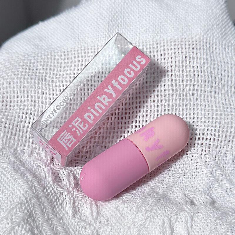 PinkyFocus Matte Velvet Lip Mud Set: Capsule Lip Gloss for Nude Makeup - Ideal for Students
