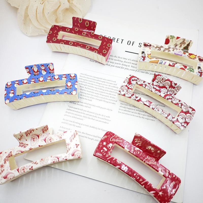 UV Printed Christmas Hair Clips - Stylish Updo Claw Clips for Women's Hair