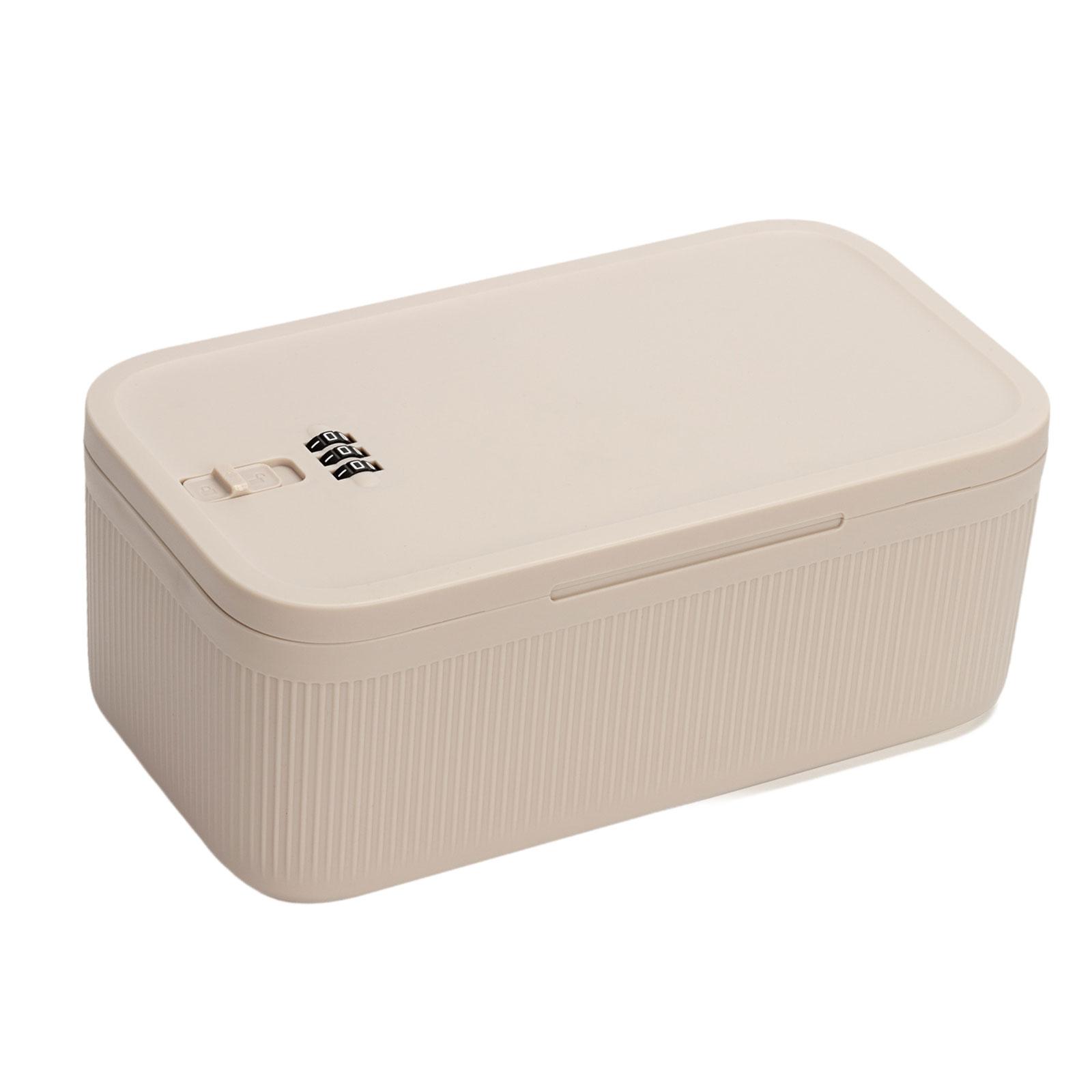 Phone Lock Box Multipurpose Storage Case Storage Organizer Lockable Storage Box for Dorm Tabletop Desktop Table Living Room бежевый