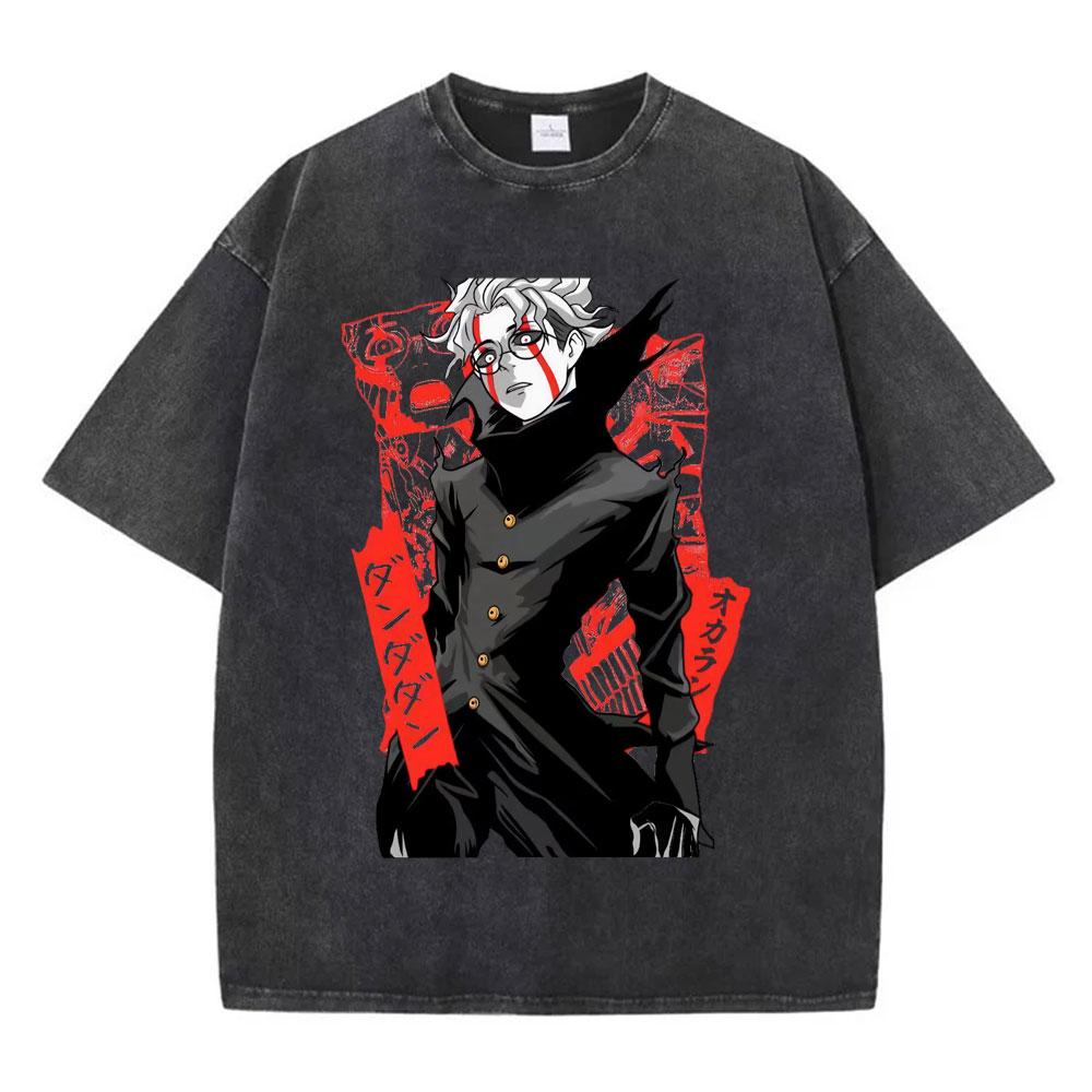 Vintage Washed Dandadan Japanese Anime T-shirt Men Women Harajuku Cartoon Short Sleeve Oversized T Shirts