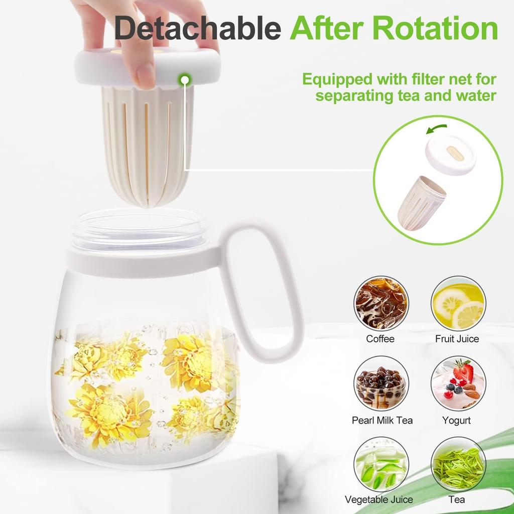 30 oz Glass Tumbler with Tea Infuser, Lid, Straw, and Handle - Reusable ...