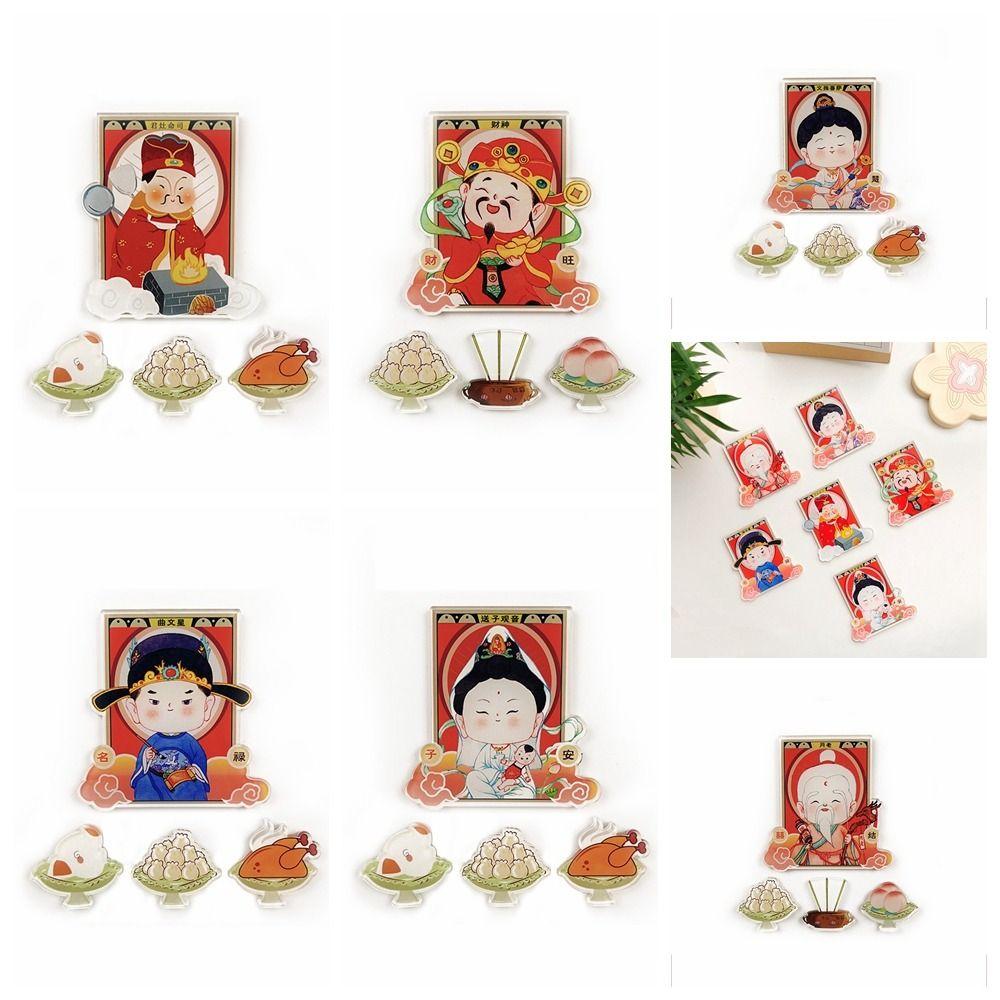 

4 шт./компл. мифологические фигурки бога богатства, наклейка на холодильник, акриловые наклейки на холодильник, домашний декор