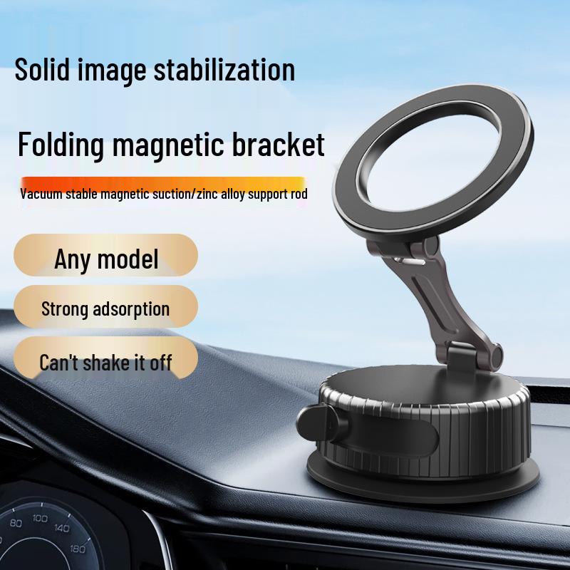 Magnetic Phone Holder with 360° Rotation: Foldable Suction Stand for Car & Desktop Navigation