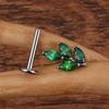 Right Grand ASTM F136 Titanium 16G Marquise CZ Leaf Shaped Cartilage Helix Conch Lobe Ear Piercing Flat Back Earring