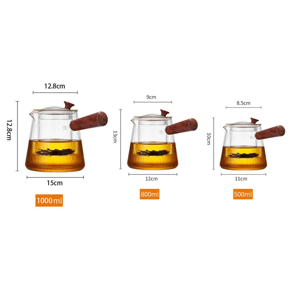 Side Handle Teapot Glass Single Pot Heat-Resistant Wood Handle Filter Household Electric Ceramic Stove Tea Pot Kung Fu Tea Set