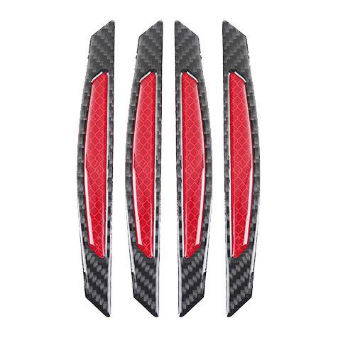 4Pcs Carbon Fiber Door Edge Protectors, Reflective PVC Car Side Door Protection Strips, Scratch-Resistant Universal Decorative Stickers