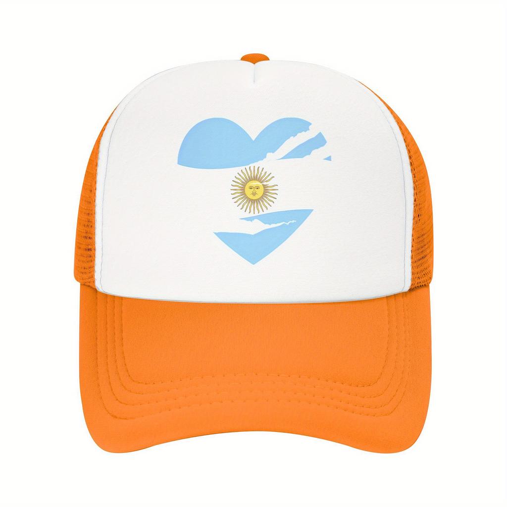 Argentina Heart Flag Sun Trucker Hat Lightweight Mesh Baseball Cap Adjustable Unisex Casual