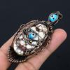 Wild Horse & Blue Evil Eye Pendant Gemstone Jewelry, 999 Copper Wire Wrapped Handmade Pendant, Latest Design Jewelry