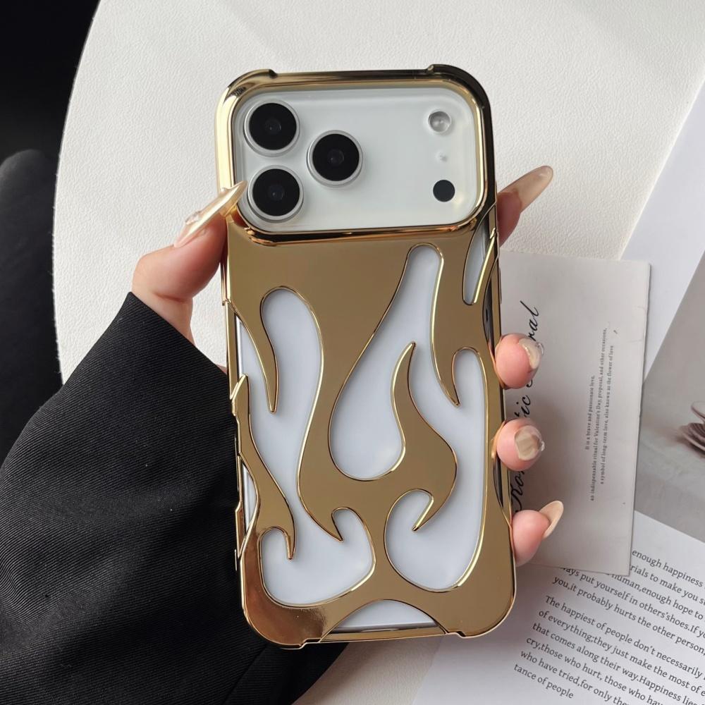 Per custodie iPhone 17 Pro Placcatura TPU Modello Fiamma Vuota 3D Custodia per Telefono Antiurto per iPhone 17 16 Pro Max Air 15 16 Plus Cover