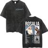 Vintage Spłowiałe Rosalia LUX Tour Koszulki Merch Męskie Damskie Moda Luźna Koszulka z Krótkim Rękawem Bawełniane Koszulki Wysokiej Jakości