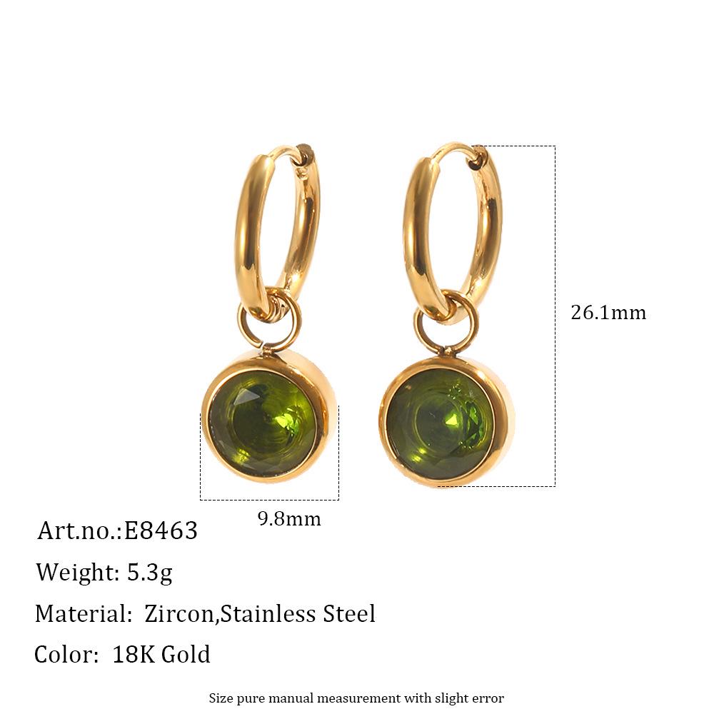 Exquisite 18K Gold-Plated French Earrings with Colorful Round Diamonds