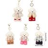 Cute Dog Keychain With Knitted Pants And Bowknot Stylish Keyrings Ornament For Women Girls Gift Accessories