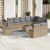 Vidaxl 11-Cz. Garden Furniture Set With Cushions, Beige, Poly Rattan