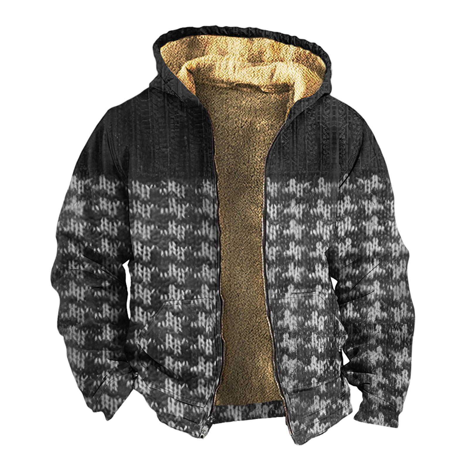 

Мужская зимняя флисовая толстовка с капюшоном на молнии с накладным карманом, повседневная куртка XXL чёрный