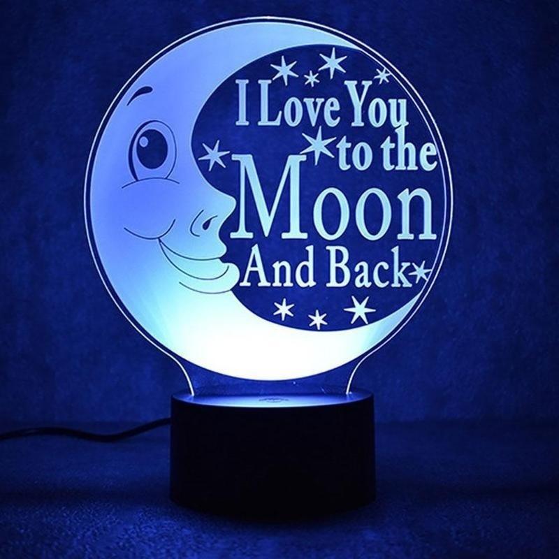 Neue LED 7 Farben wechselnde 3D-Nachtlicht-Tischlampe, USB-Lampe, Acryl, Mondnacht-Design