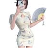 Nové Letní Čínské Qipao Síťované Šaty s Nabíranými Rukávy - Sexy Bodycon Mini Sukně pro Ženy
