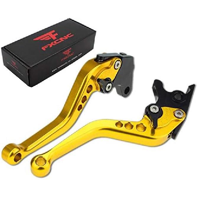 

FXCNC Motorcycle Adjustable Brake Clutch Levers Compatible with LTZ 400 LTZ400 2005-2009 Gold Lever with Black Adj