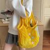 Portable Hollow Woven Shoulder Bag Korean Style Woven Grocery Bag Vacation Beach Bag  Swimming