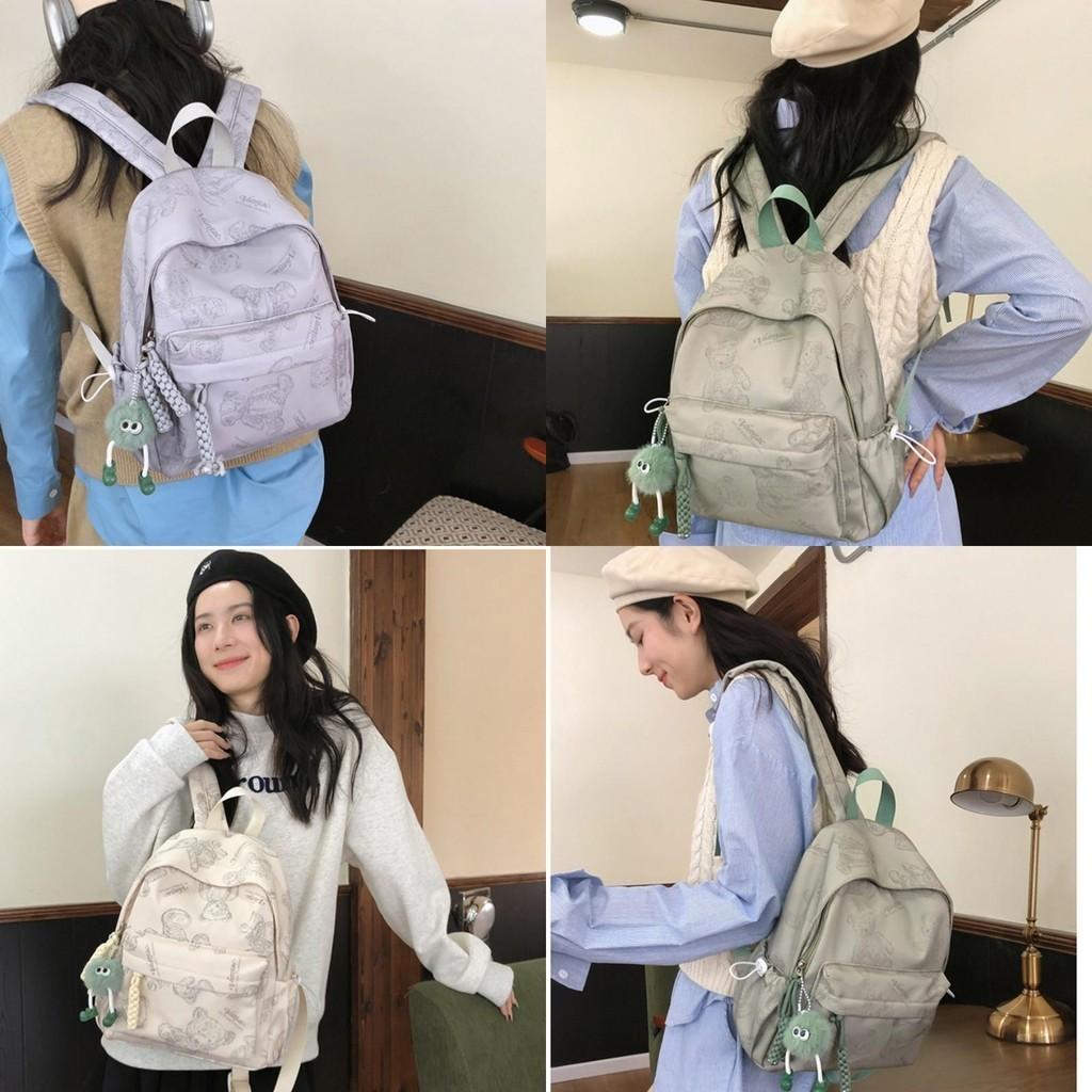 New Arrival Bear Pattern Dual Shoulder Bag Spacious And Versatile Bookbag For Travel Cartoon Anime Design Breathable Air Cushion Straps