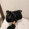 Women PU Fashion Shoulder Bag Solid Color Stylish Crossbody Bag Cloud Messenger Bag Ruched Clutch Purse Outdoor Travel Bag
