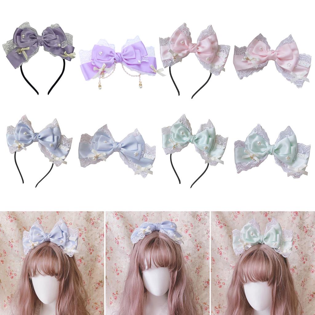 Ruffled Bowtie Hairhoop Lace Hairband/Hair Clip Animation Party Costume Party Props Headdress Women Accessories Headband