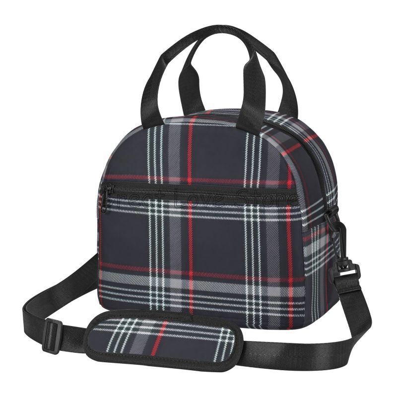 

Custom GTI Tartan Insulated Lunch Bag Portable Thermal Lunch Box for Work Travel Reusable Bento Tote with Adjustable Shoulder