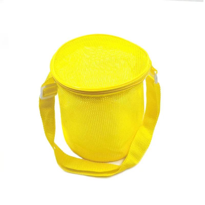 Mesh Beach Bag for Kids Toy Organizer Net Zipper Adjustable Shoulder Strap Storage Pouch Child Shell Collecting Bag Round Bucket