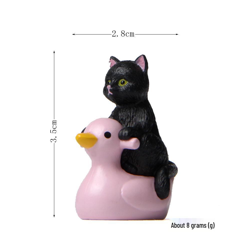 

Playful Water Series: Hand-Painted Cat & Kitten Figurines on Pink Ducks for Micro Landscape Gardening Single Piece Price