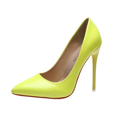 Scarpe da donna con tacco a spillo super alte 12 cm, primavera 2024, scarpe a punta, in pelle verniciata, con tacco sottile, per ufficio