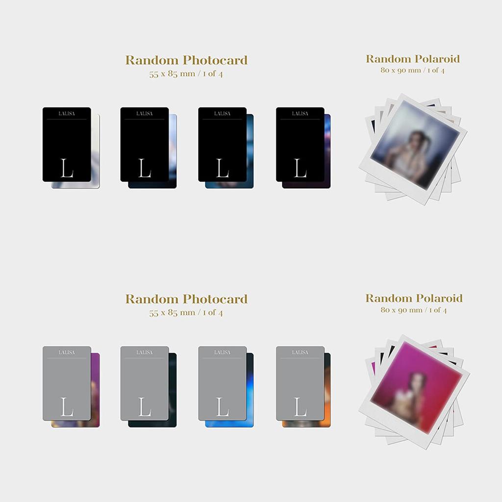 LISA 1st Single Outbox Photobook Lyrics Paper CD Photocard Polaroid Poster 2 Photocards - [LALISA] (GOLD Ver.) + + + + + + Double-Sided +