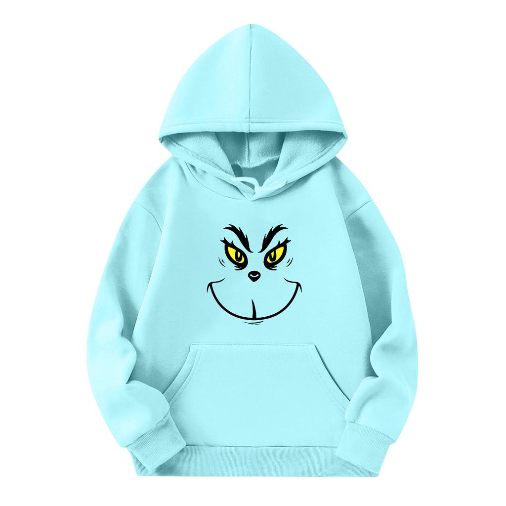 Children's Long-sleeved Loose-fitting Pullover Hoodie With Drawstring And Solid Color