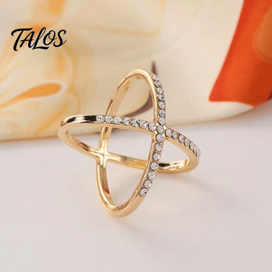 Electroplated Scarf Ring Rhinestone X-Shape Ring, Metal Geometric Clip, Sparkling Decorative Clip Slide for Women Silk Scarves Neckerchiefs