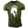 Men's Comfortable and Breathable Round Neck T-shirt Spartan Warrior Print Pattern Suitable for Summer Outdoor Casual Wear