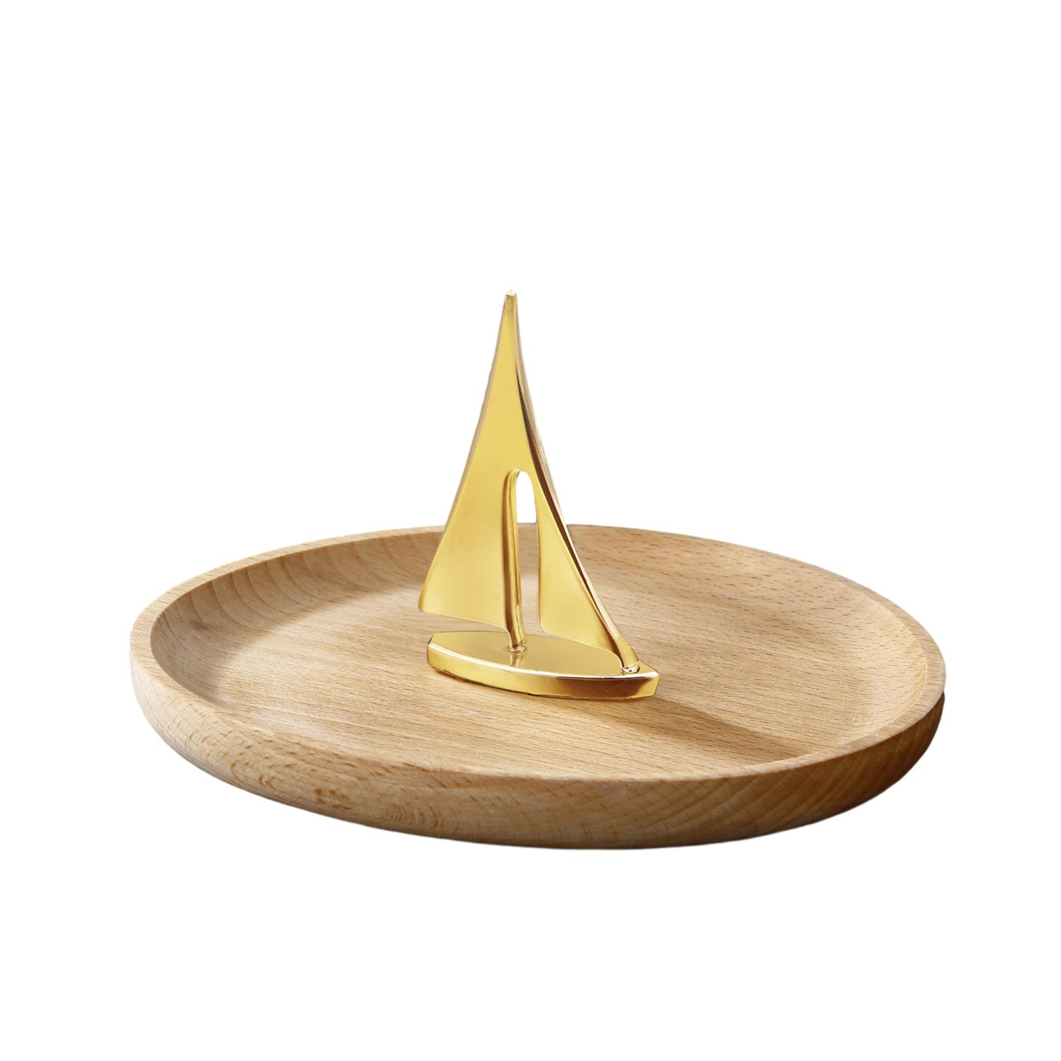 

Creative Mini Metal Sailboat Incense Holder Wooden Incense Burner Mosquito Holder Incense Plate Ash Catcher Buddhism Supplies золотистый