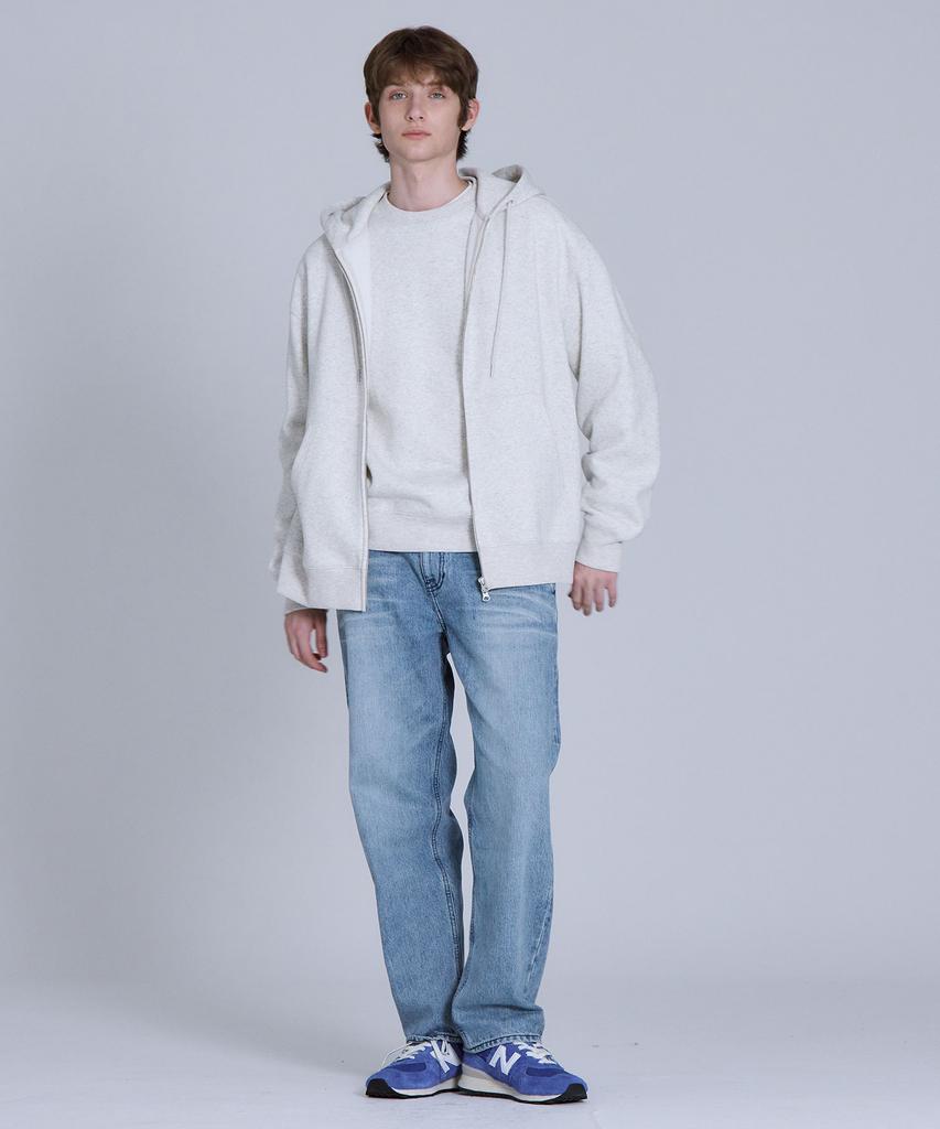 Basic House Uni Basic Brushed Terry Hooded Zip-Up Jumper Oatmeal Lajp7101