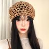 Ins Style Sequined Hollow Knitted Triangle Hair Scarf Bandana Retro Crochet Sheer Headscarf Women Summer Travel Photo Headband