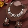 3pcs Exquisite and Elegant Hollow Out Rhinestone Bridal Necklace Earring Set Wedding Banquet Dress High-endZircon Accessories