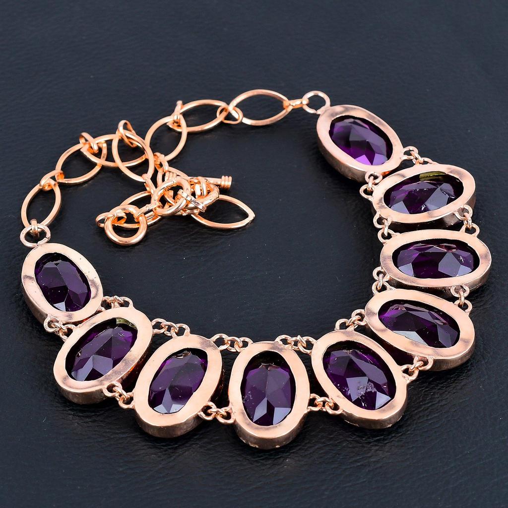 Pink Amethyst Gemstone Jewelry, Handmade Copper Necklace, Gorgeous Oval Shape Women Jewelry For Women