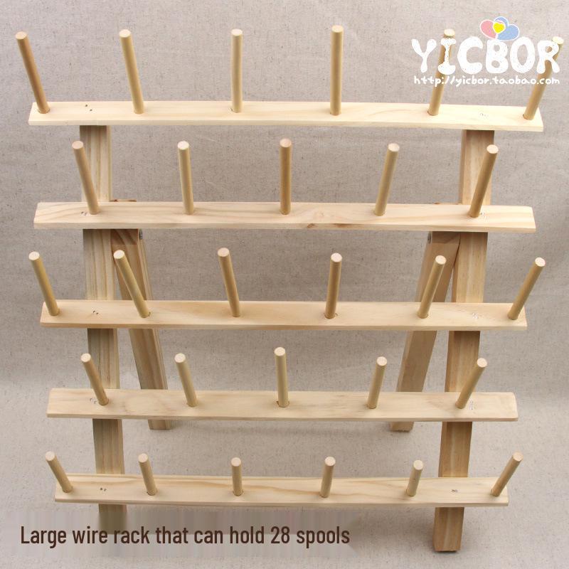 Solid Wood Folding Sewing Thread Rack - Large Spool Holder, Wall-Mounted or Desktop, Available in 4 Styles